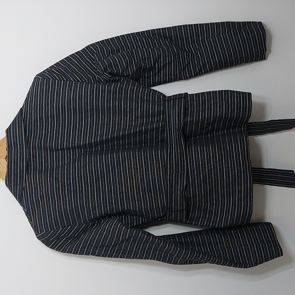 Jones New York Women's Size PS Petite Small Blazer Striped Belted Black - Picture 6 of 15